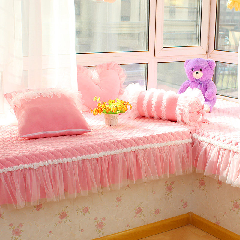 飘窗垫防滑垫窗台垫韩版田园公主蕾丝卧室四季通用可机洗 定做