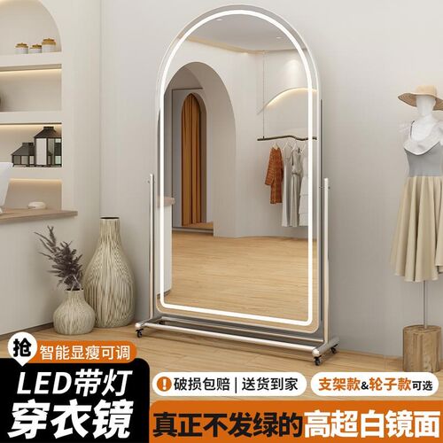 智能全身镜落地镜卧室家用试衣镜女穿衣镜壁挂LED灯挂墙镜子显瘦