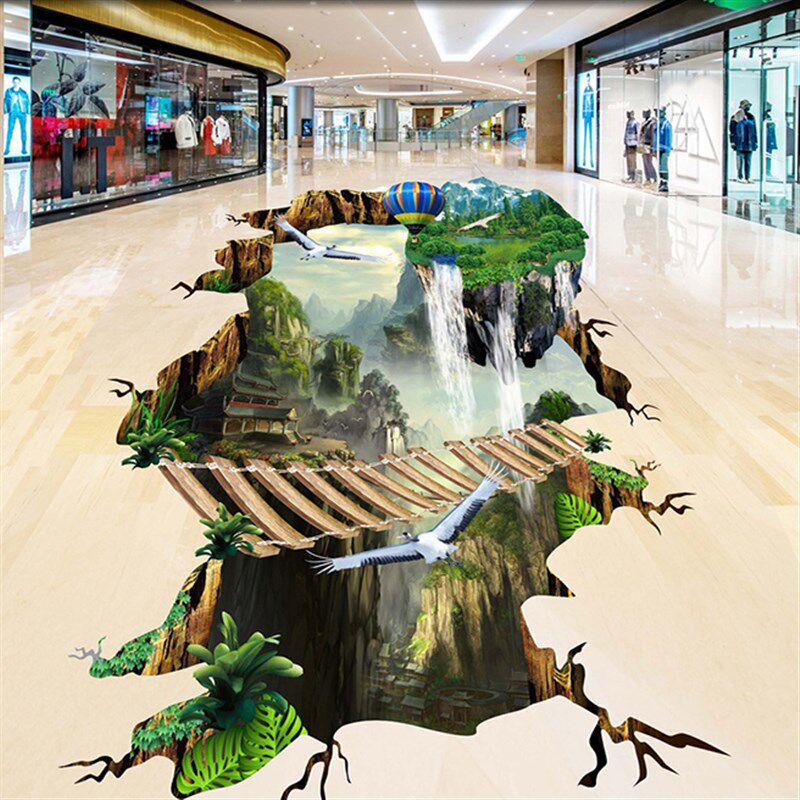 3d立体地砖地贴贴纸创意风景地板贴地面装饰防水耐磨仿真地板砖画
