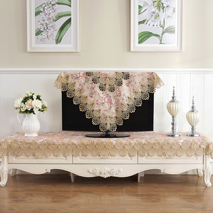 电视柜桌布蕾丝布艺客厅复古长方形茶几地柜美甲桌台布斗柜盖布罩