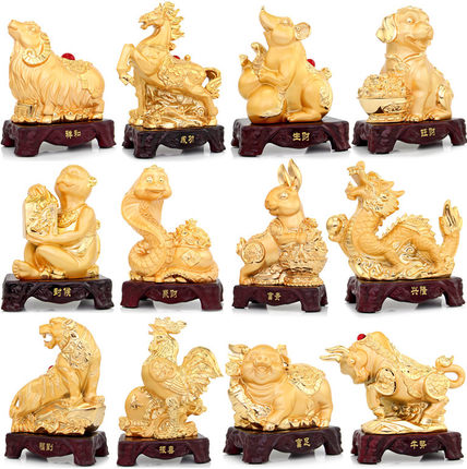 十二生肖招财摆件全套12生肖龙鼠牛虎兔蛇马羊猴鸡狗猪工艺品摆设