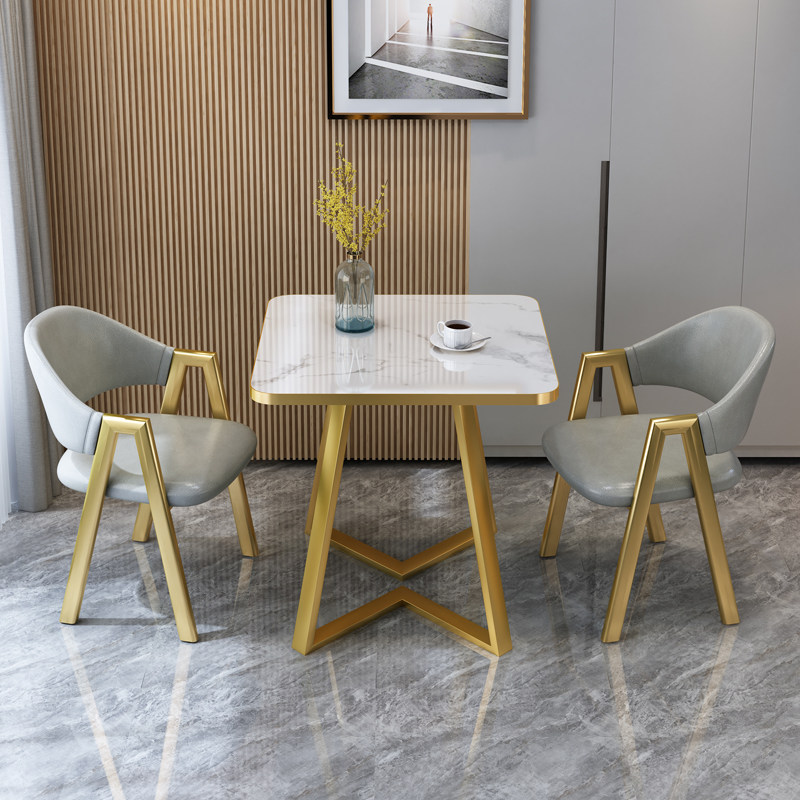 小户型餐桌组合简约休闲咖啡厅奶茶店方形店铺谈单接待洽谈桌椅