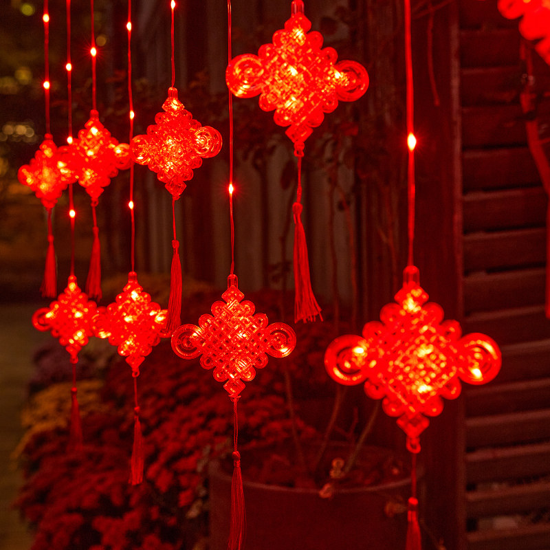 2024新年彩灯LED灯珠过年小红灯笼阳台装饰春节家用插电闪灯灯串