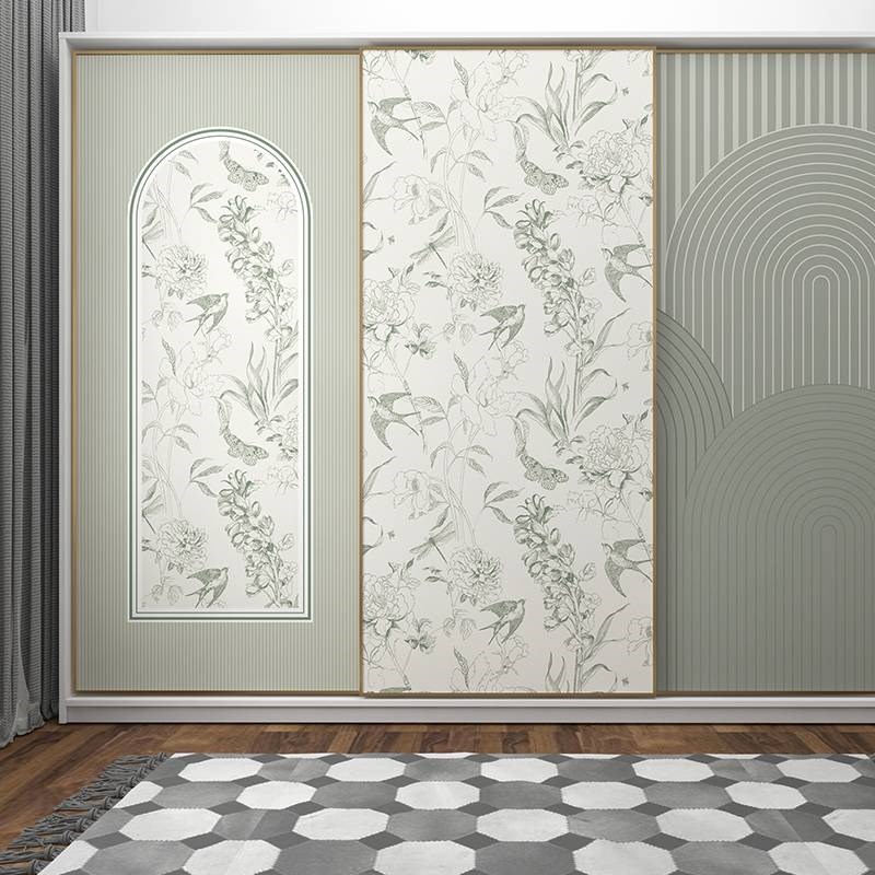 35N衣柜贴纸法式墙纸自粘卧室装饰推拉门贴画移门玻璃门翻新柜子