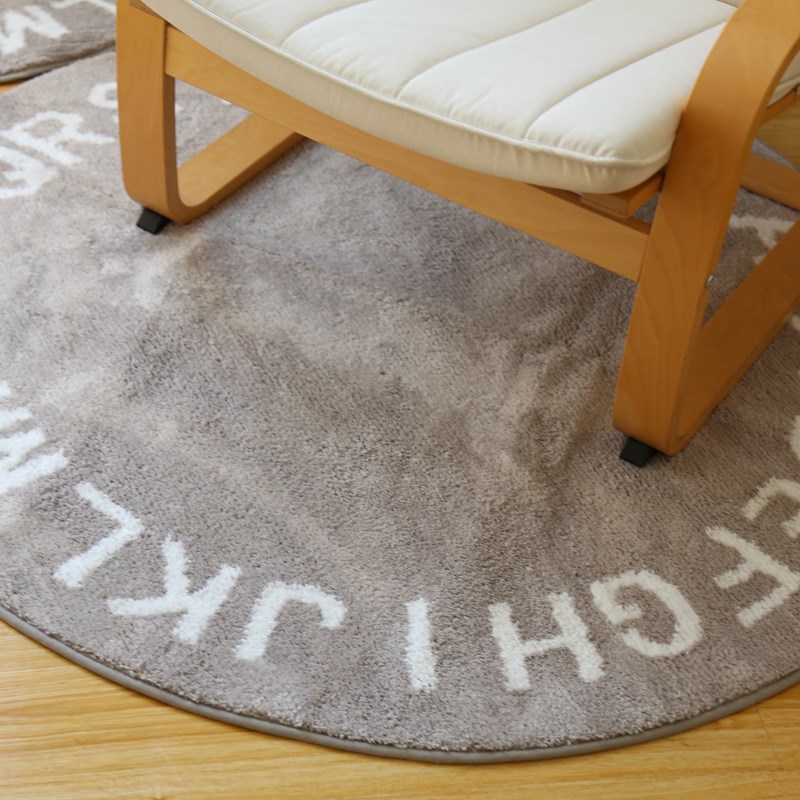 出口品质簇绒长毛毛圆形小地毯简约字母圆形书房茶几垫电脑椅垫子