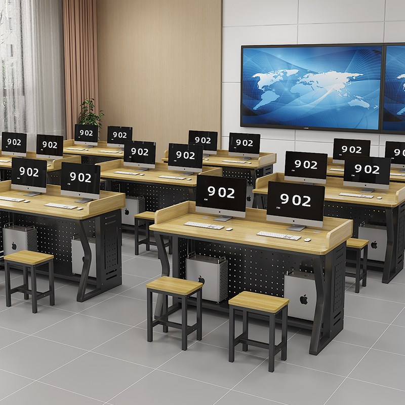 电教桌椅学校课桌椅多媒体电教室微机室电脑桌培训班单人学生桌