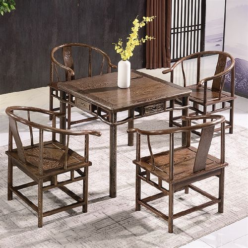 鸡翅木小方桌实木麻将棋牌桌仿古花梨木休闲餐桌红木茶桌椅