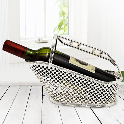 欧式复古餐桌摆件酒架酒具家居浪漫用品酒店餐厅酒柜法式提手酒篮