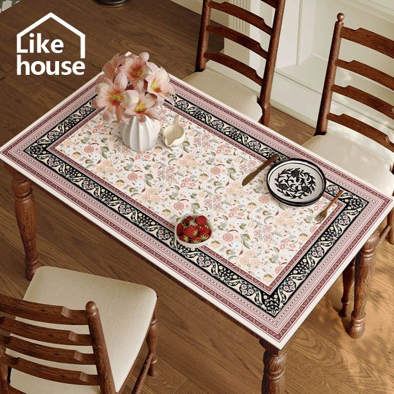 法式复古阿娜伊斯皮革餐桌垫高级感桌面保护垫防水防油免洗桌台布,居家布艺,桌布,淘宝优惠券,粉丝福利购,淘宝优惠卷