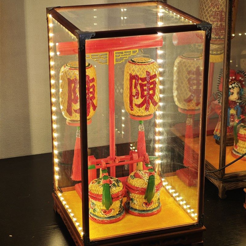 潮汕竹编油纸灯笼神前摆件劳热发光T字架春节中秋元宵送人礼品