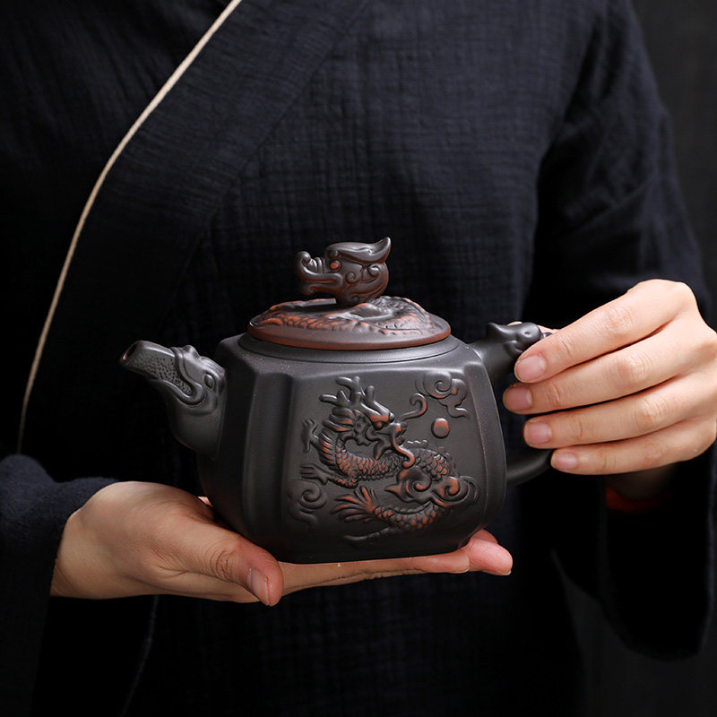紫砂高档茶壶家用泡茶壶带礼盒功夫茶具大容量球孔茶壶半手工单壶