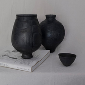 后弄侘寂风复古黑色碳化木花瓶花器瓶子摆件酒店民宿桌面软装 饰品