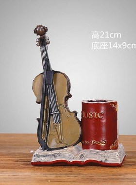 创意小提琴钢琴吉他摆件工艺品家居饰品模型复古怀旧道具室内