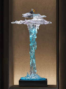 流水假山摆件进门入户玄关办公室生财景观大件落地开业乔迁送礼品