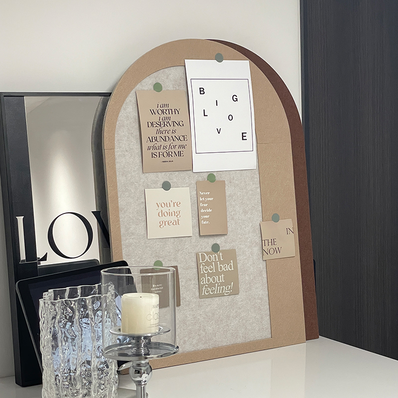 桌面照片墙拱门造型毛毡板立体墙贴背景板免打孔软木板墙面愿景墙