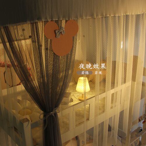 家用梯形子母床上铺卧室宿舍加密防蚊公主儿童房蚊帐A类滑轨支架