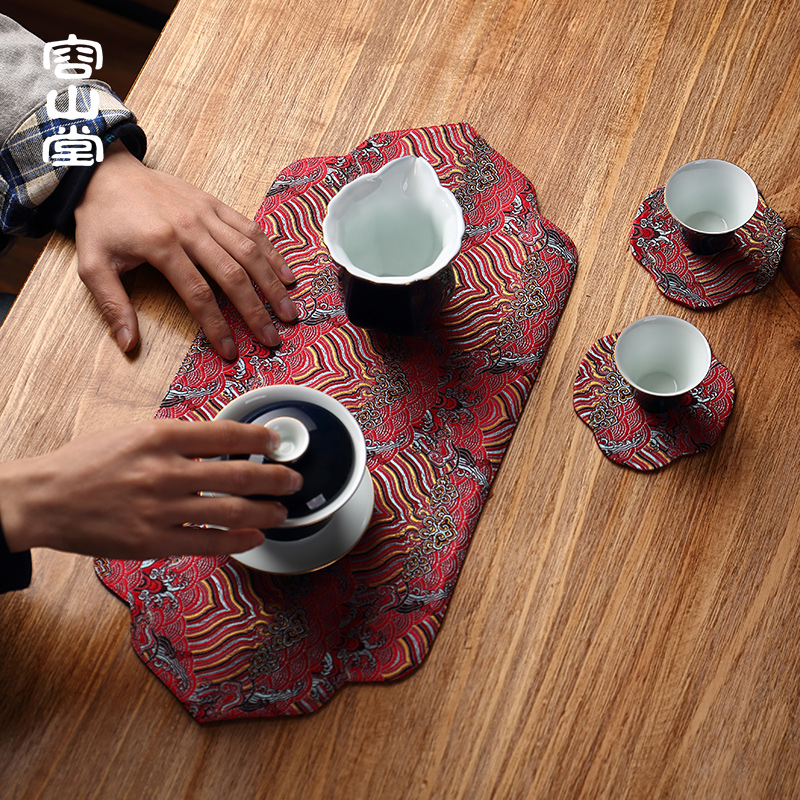 容山堂 茶席茶垫 云锦麻布小桌旗布艺茶巾茶杯垫干泡台壶承茶艺盘