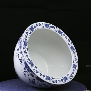 高端1米90CM荷花睡莲缸庭院装饰鱼缸栽树花盆阳台青花陶瓷大缸景