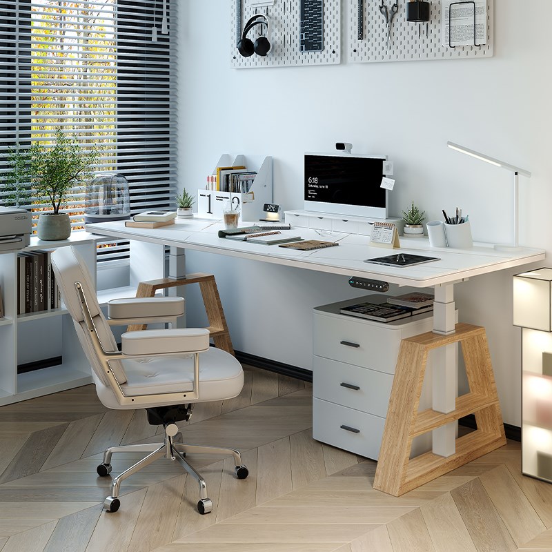 学生书桌家用电脑桌站立工作台学习桌自动电动岩板升降桌