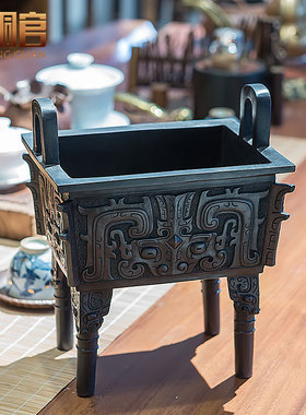 铜鼎摆件 复古仿古青铜器客厅酒柜中式家居摆设乔迁新居开业礼品