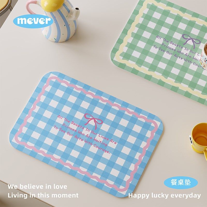 高级感韩式格子皮革餐垫防水防油免洗咖啡吧台桌垫隔热垫碗盘杯垫,居家布艺,餐垫,淘宝优惠券,粉丝福利购,淘宝优惠卷