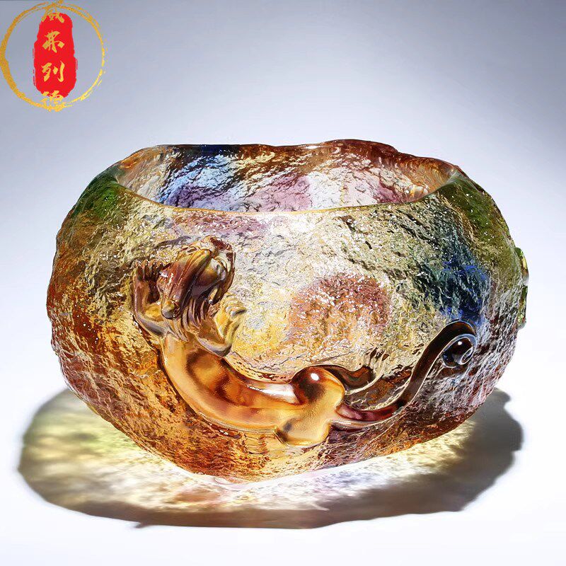 威弗列德琉璃工艺品客厅招财家居饰品办公室大水晶貔貅聚宝盆摆件