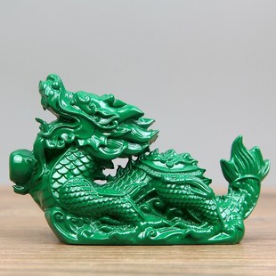 绿色木雕龙摆件实木龙木质十二生肖青色木龙工艺品招财龙吊坠摆件