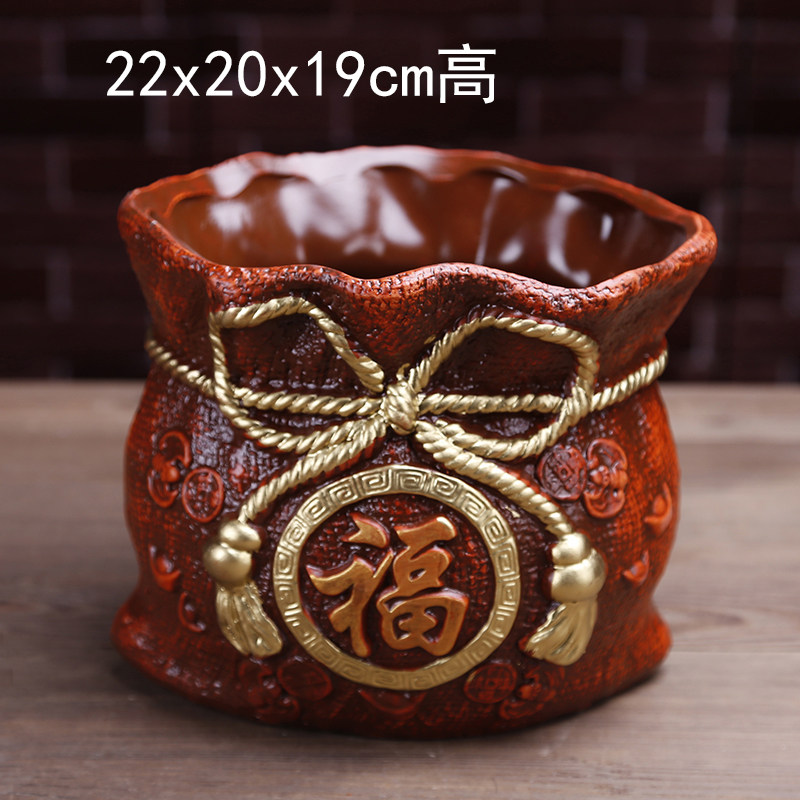 大号花盆复古 财源广进红陶土花盆 创意多肉绿植盆牛气冲天发袋盆