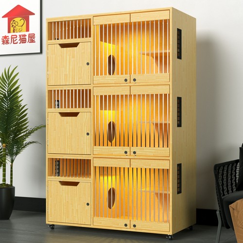 猫笼子别墅猫柜实木猫屋猫咪展示柜繁殖笼寄养笼三层猫窝猫舍