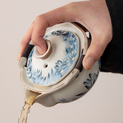 汝窑手抓壶茶具套装单个高档陶瓷泡茶壶盖碗家用功夫茶具一人饮