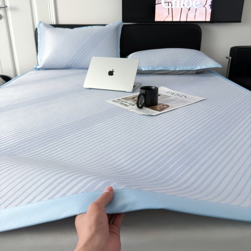A类抗菌凉感提花凉席三件套夏季空调冰丝席床笠款透气可水洗折叠