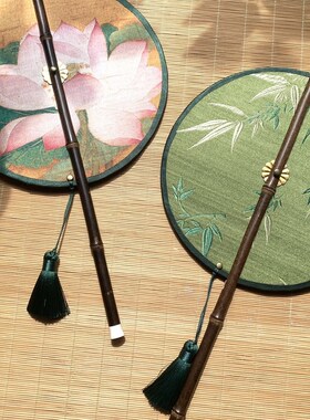 便携短腰扇 可卷可折叠 紫竹夏日扇子 日常通勤扇子 35cm短款