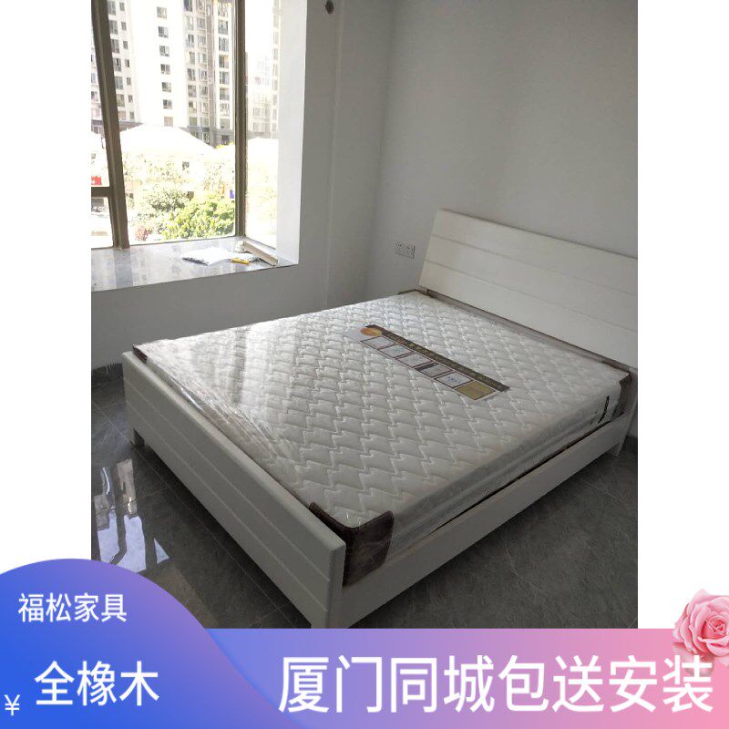 厦门实木床经济型家用出租房1.8m1.5米单双人橡木床现代简约卧室