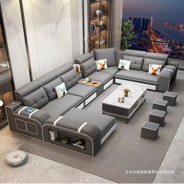 现代简约防猫抓科技布可拆洗布艺沙发客厅大小户型组合家具仿皮木