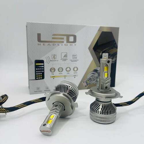 新款大功率手机APP控制 h4灯泡白黄双色80W 汽车led大灯9005车灯