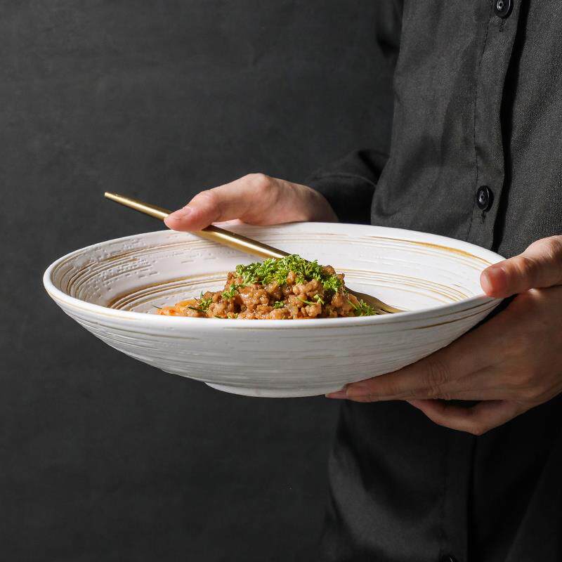 陶瓷装菜碗斗笠碗汤碗牛排盘沙拉碗意面盘子西餐盘酒店餐具西餐厅