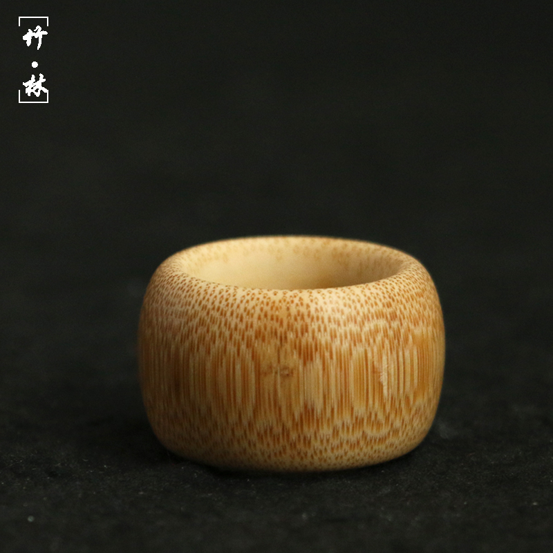 精品纯手工制作天然老玉竹鱼籽纹理竹扳指文玩竹雕手指环手把件
