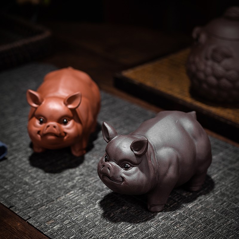 可爱小猪家居装饰摆件创意手工客厅办公室茶几桌面摆设品紫砂茶宠