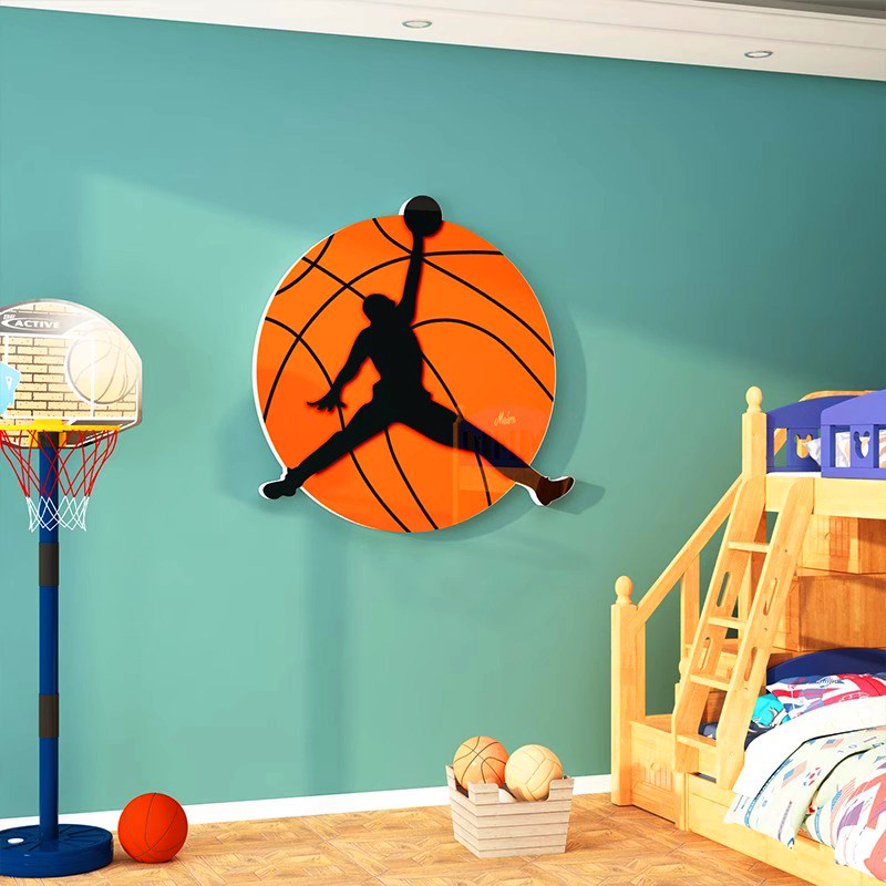 男生宿舍背景篮球装饰3d立体小男孩儿童房间床头布置卧室墙面贴画