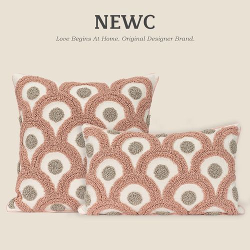 NEWC新宸优品 粉绿波西米亚地毯毛巾绣抱枕客厅沙发卧室棉麻靠垫