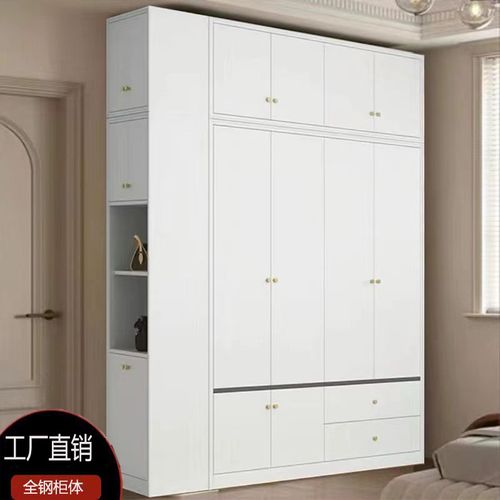 家用卧室铁皮衣柜简约组装小户型出租屋带抽屉铁艺多功能组合衣橱