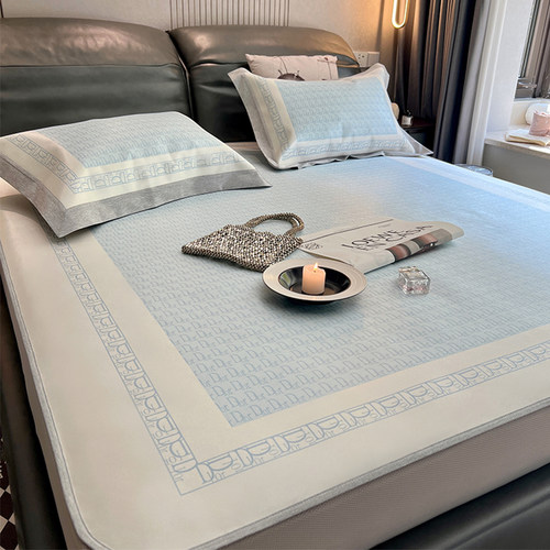 A类高端冰丝凉席三件套夏季家用床笠款可水洗折叠夏天凉感空调席