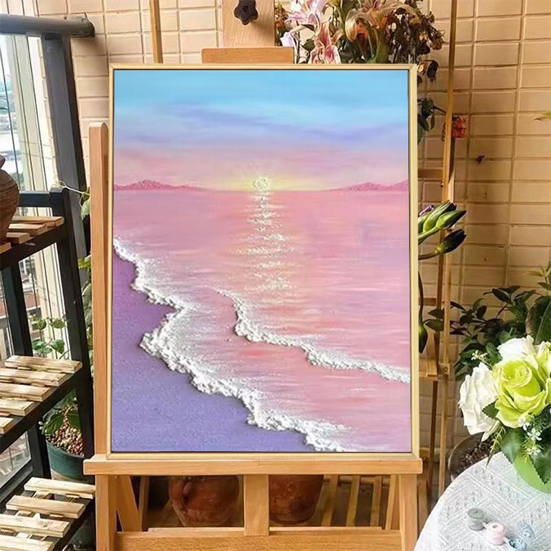 西贝家海浪肌理画diy材料包惬意海滩手工立体丙烯石膏沙滩装饰画
