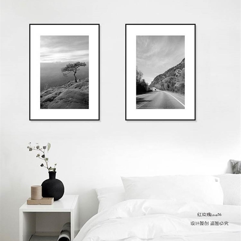 黑白装饰画高级感挂画卧室客厅沙发背景墙壁画餐厅酒店玄关过道画