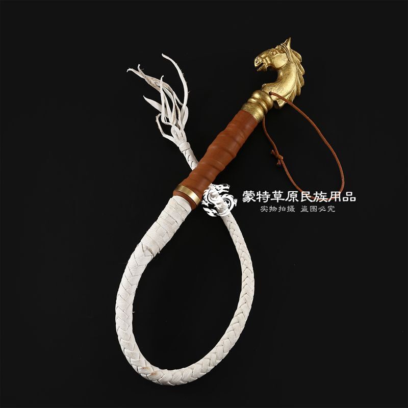 马鞭纯皮编制打马鞭蒙古族马鞭内蒙古特色工艺品马鞭纯皮马头马鞭