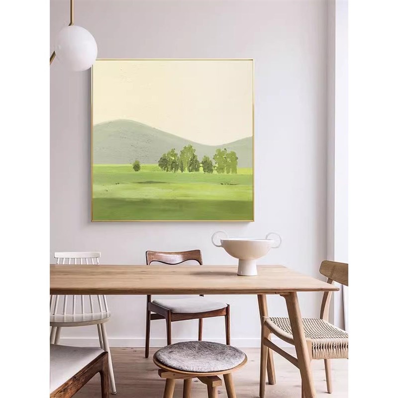 《柔野》简约现代奶油风餐厅卧室装饰挂画法式草原风景绿色系挂画
