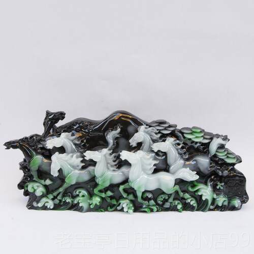 正品八马图彷玉 石摆 饰天然原石家居彷独山玉动件物摆原石工艺礼