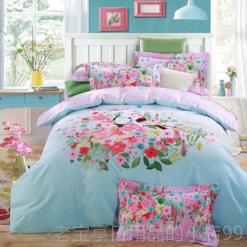 正品新中式秋冬牡丹床纯棉磨件毛四套全棉上用品四件套1.8m花床单