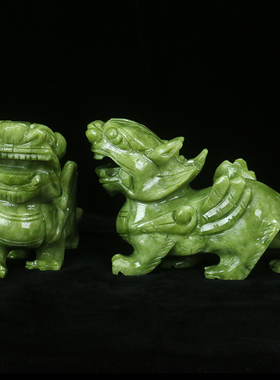 天然玉石貔貅摆件一对大号玉器皮休玄关店铺办公室客厅工艺品送礼