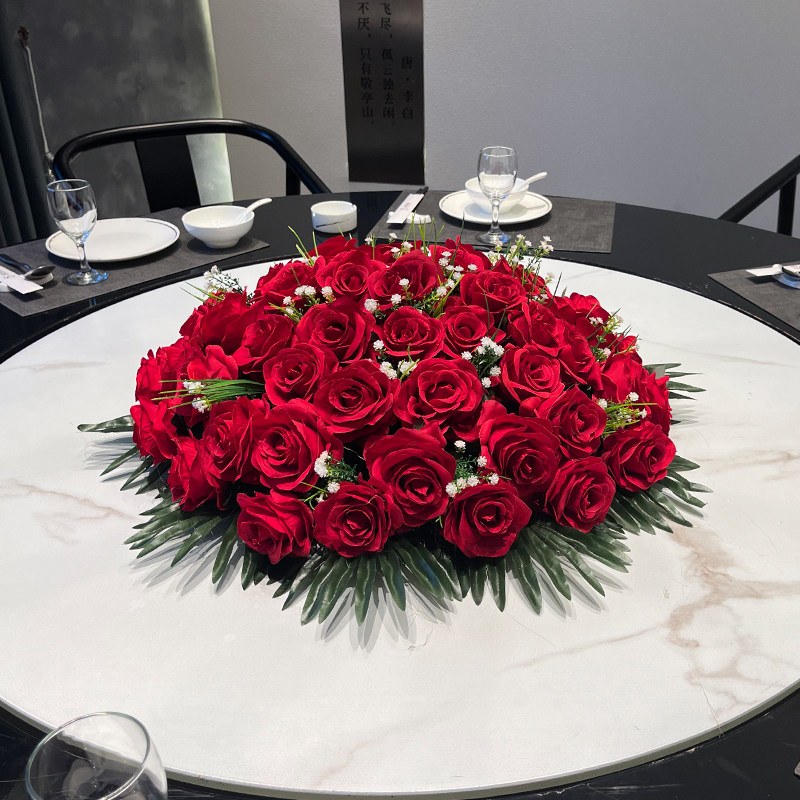 酒店餐桌花大圆桌摆花圆形转盘中间餐桌上仿真花绢花假花包厢摆件,鲜花速递/花卉仿真/绿植园艺,仿真花,淘宝优惠券,粉丝福利购,淘宝优惠卷